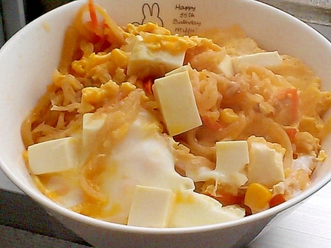 リメイク切り干し大根の煮物の残りで豆腐の卵とじ&丼